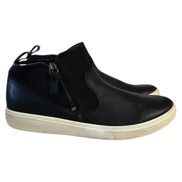 Ecco Womens Size 40 EUR US 9 Black Leather Zipper Fashion Ankle Boots Booties - Picture 1 of 12